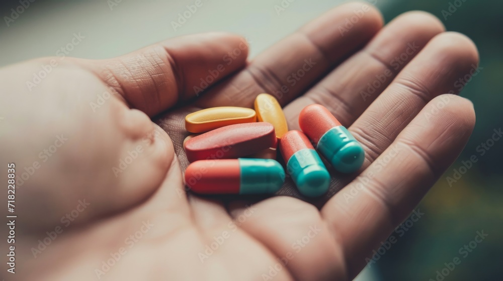 Person Holding Handful of Pills in Their Hand Person Holding Handful of Pills in Their Hand