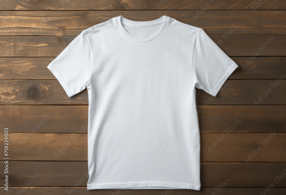 A white T-shirt for mock up on dark background, generative AI A white T-shirt for mock up on dark background, generative AI
