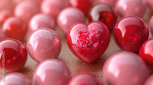 pink and shiny heart, love and heart background, Valentine's Day concept, love wallpaper