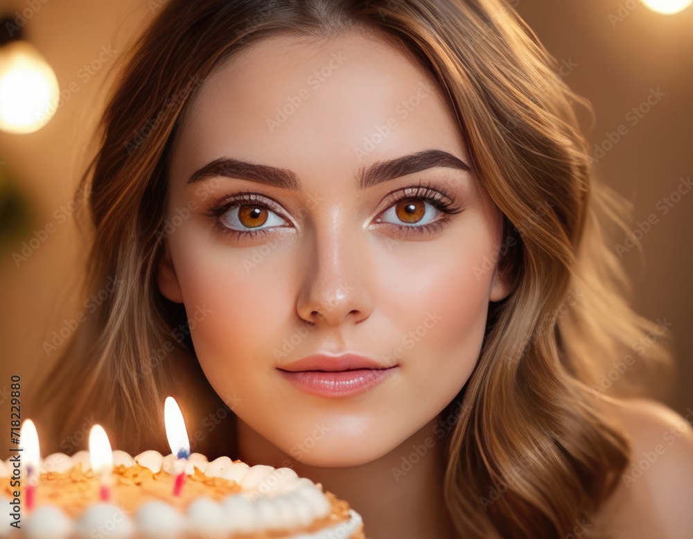Happy birthday excited cute Female celebrating and having fun at a birthday party Happy birthday excited cute Female celebrating and having fun at a birthday party