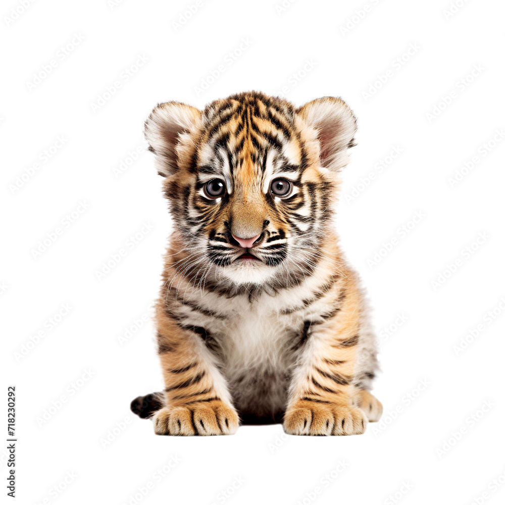 Playful Tiger Cub on a Transparent Background