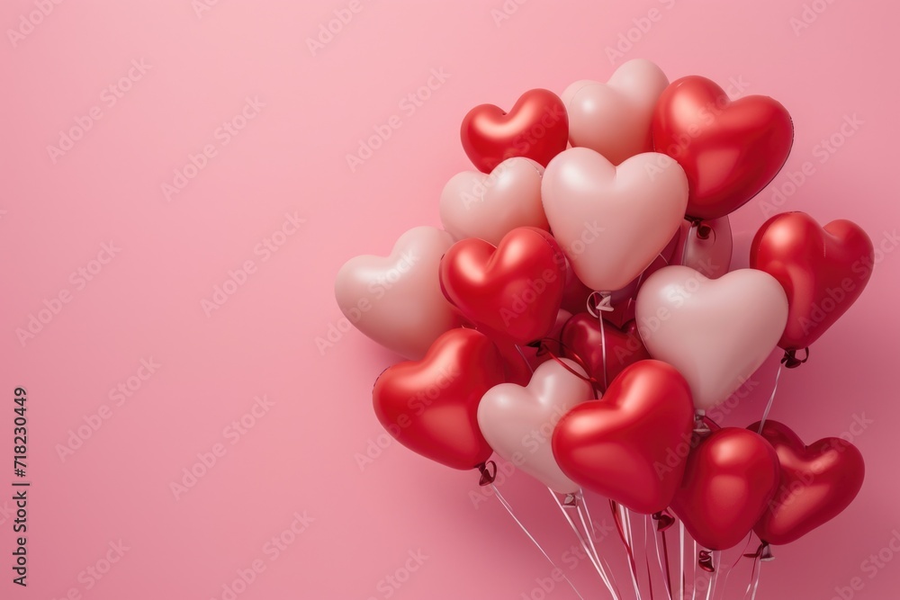 A bunch of red and white heart shaped balloons. Perfect for Valentine's Day decorations or romantic celebrations A bunch of red and white heart shaped balloons. Perfect for Valentine's Day decorations or romantic celebrations