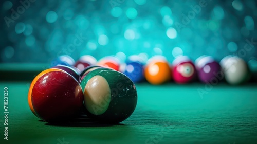 close-up of a billiard ball on the pool table