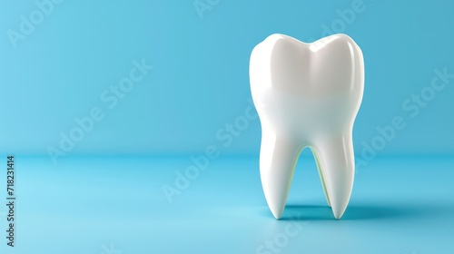 A dental care background featuring 3D white teeth with ample copy space