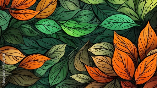 Wallpaper Mural seamless background picture with leaf pattern, leaves, trees, tree branches Torontodigital.ca
