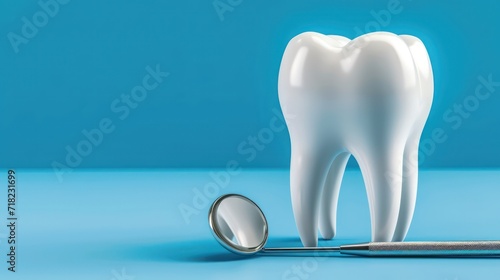 Dental care background with 3D white teeth and abundant copy space.