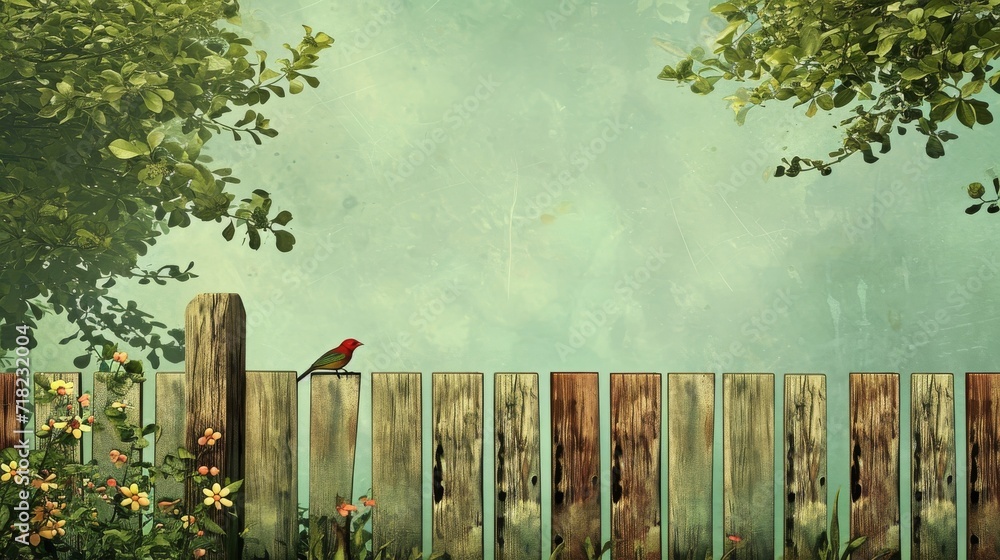 Obraz premium Bird Perched on Wooden Fence, Nature Photography Picture
