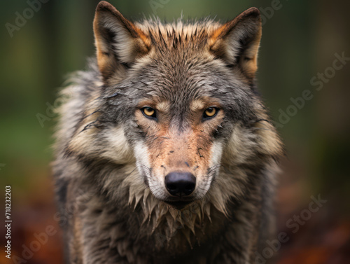 close up portrait of scary wolf © ehgita