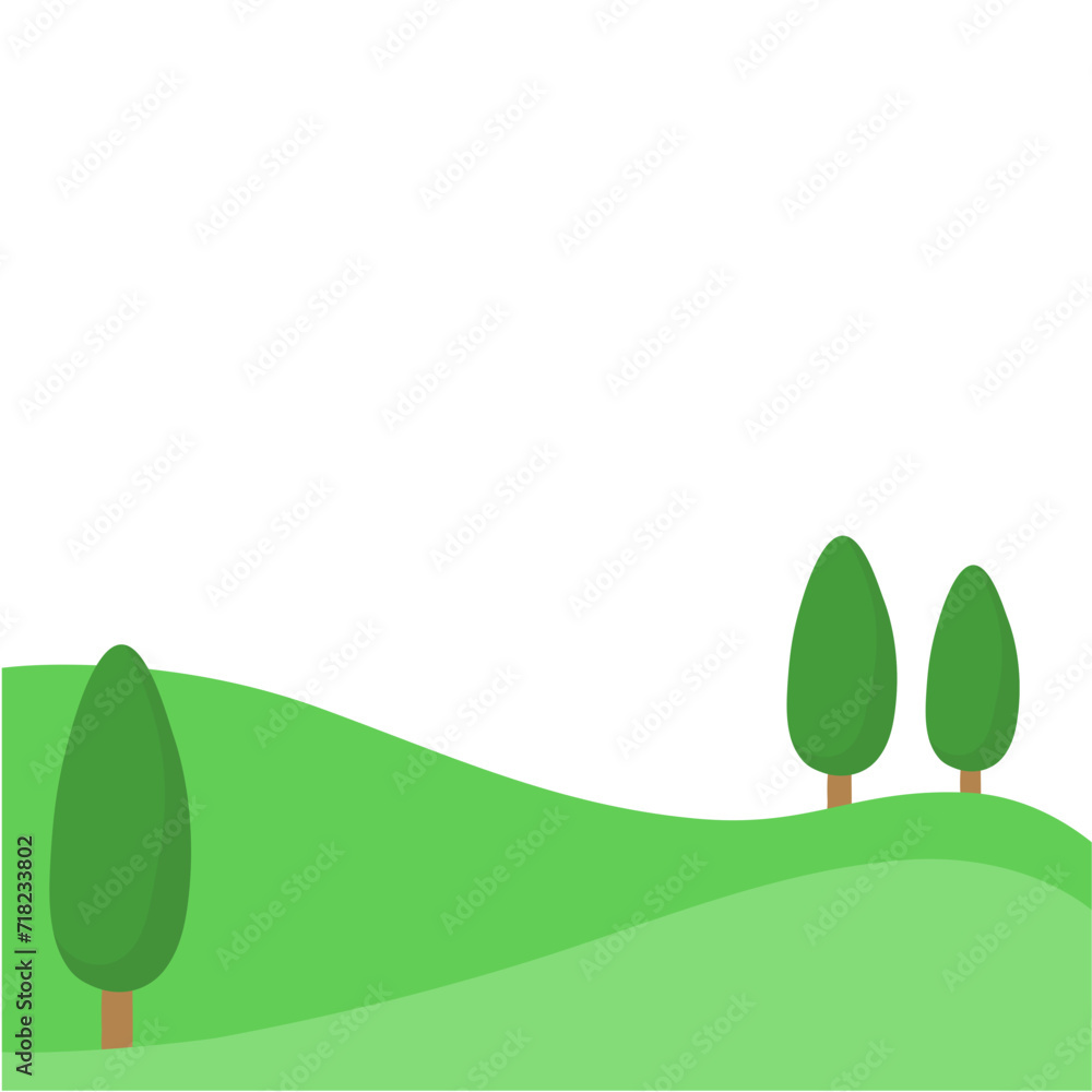 Fototapeta premium Green hills landscape Illustration 