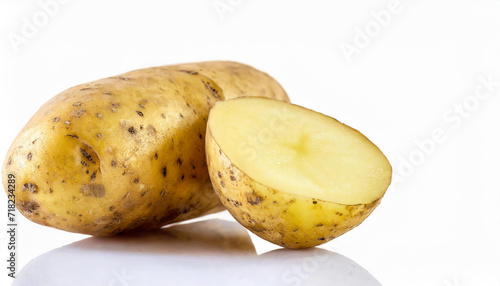 Potato Studio Shot Isolated on pure white background, copyspace on a side