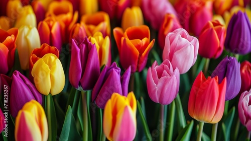 Vibrant Tulips Fill a Colorful Field