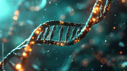 Detailed Illustration of a Glowing DNA Double Helix Structure in a Scientific Context