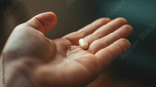 Person Holding Pill in Hand  Medication and Health Concept Photo