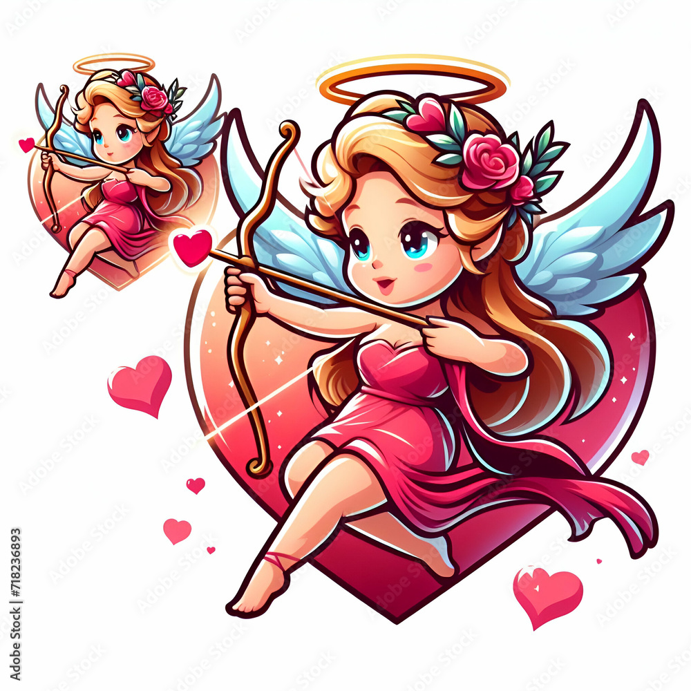 Cupid angel vector illustration on white background Cupid angel vector illustration on white background