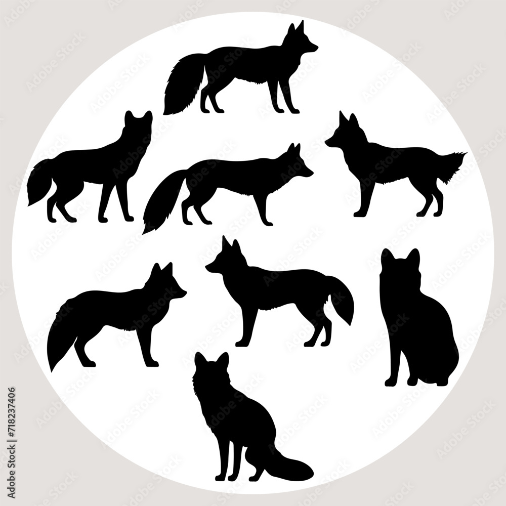 Fox silhouette white background. Vector design fox silhouette and illustration