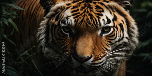 Tiger s piercing gaze ignites a thrill in the heart of darkness. Cinematic  primal  captivating.