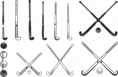  Field hockey stick silhouettes, Field hockey sticks and ball silhouettes, Crossed field hockey sticks vector, Field hockey silhouettes, Field hockey vector illustration.