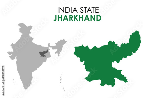 Jharkhand map of Indian state. Jharkhand map vector illustration. Jharkhand vector map on white background.