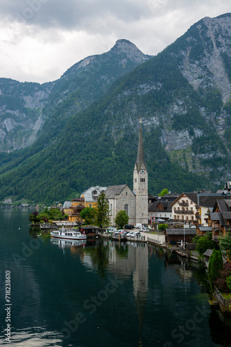View of Lake Hallstattersee and the city of Hallstatt