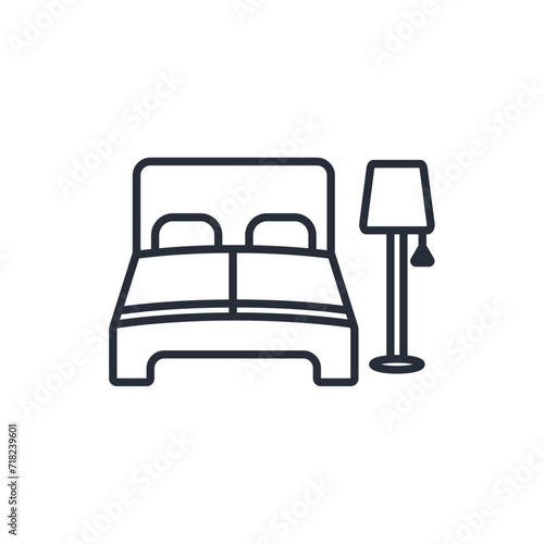 bedroom icon. vector.Editable stroke.linear style sign for use web design,logo.Symbol illustration.