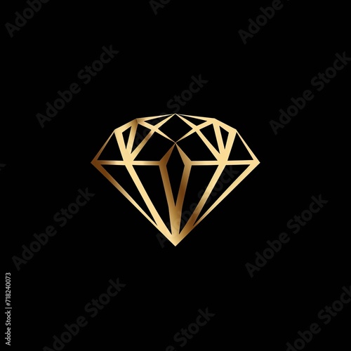 luxury golden diamond logo designed for a jewelry store, isolated on a black background