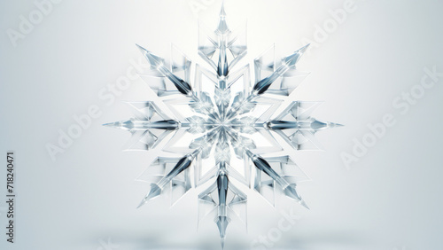 Glowing snowflake snow star pattern design on light blue background. Winter decoration concept