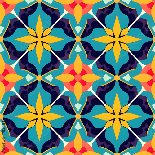 geometric floral tile pattern, batik floral tile pattern, floral motif seamless pattern