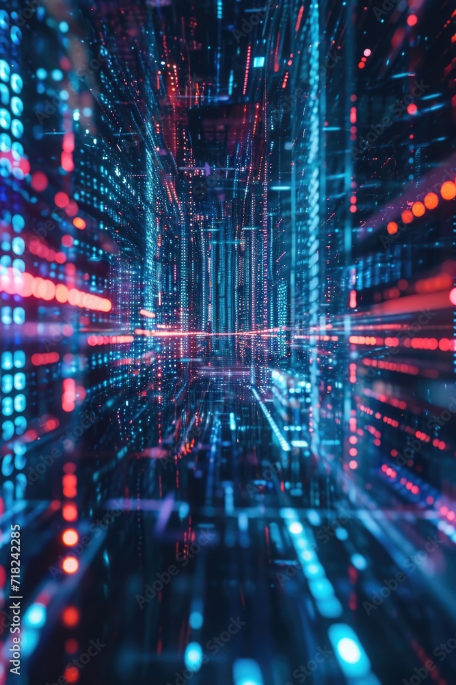 A captivating image of an abstract, futuristic city illuminated at night. Perfect for technology, urban development, and futuristic concepts A captivating image of an abstract, futuristic city illuminated at night. Perfect for technology, urban development, and futuristic concepts