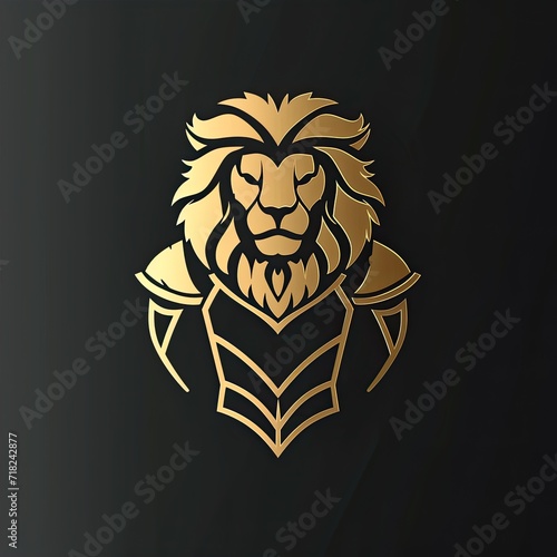 A luxury gold lion head logo seamlessly integrating a defense concept  designed to convey a profound sense of sturdiness  strength  elegance  modernity  luxury  and boldness for the company