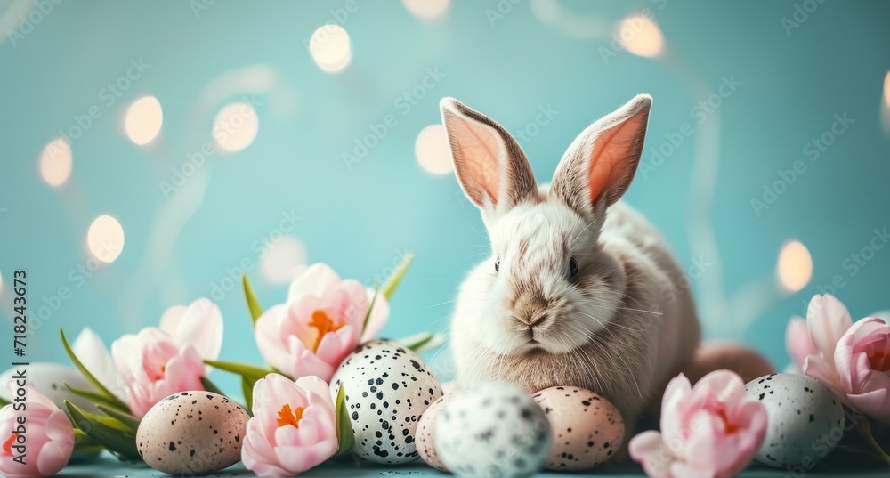 Eggciting Easter Bunny Ears and Blooms AI Generated