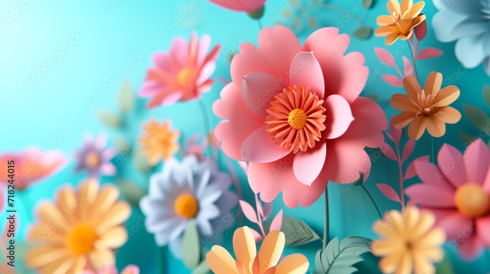 Colorful Paper Flowers for Holiday Greetings or Easter Wallpaper AI Generated