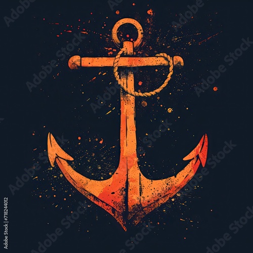 Clean and simple anchor graphic with flat colors for a professional t-shirt design. photo