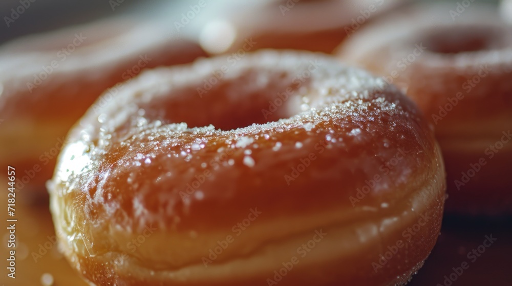 A close-up view of a plate filled with delicious doughnuts. Perfect for bakery promotions or food blogs A close-up view of a plate filled with delicious doughnuts. Perfect for bakery promotions or food blogs