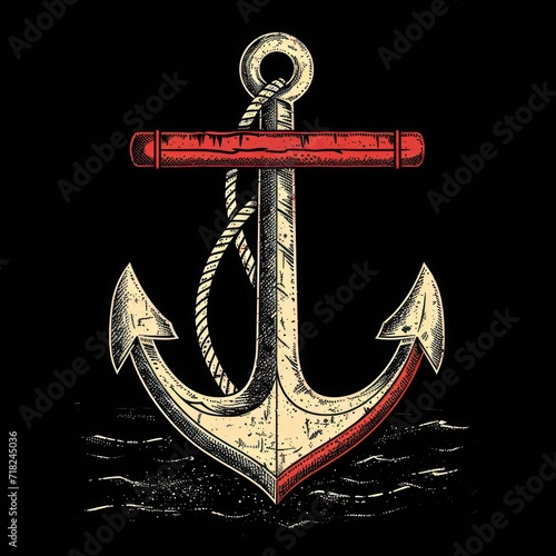 A professional t-shirt graphic design featuring a minimalist anchor illustration with flat colors photo