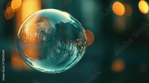 A close up shot of a glass ball with beautiful lights in the background. Perfect for adding a touch of magic to any project