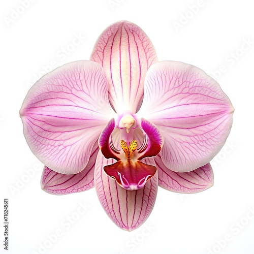 A single piece of  orchid top view isolated on white background