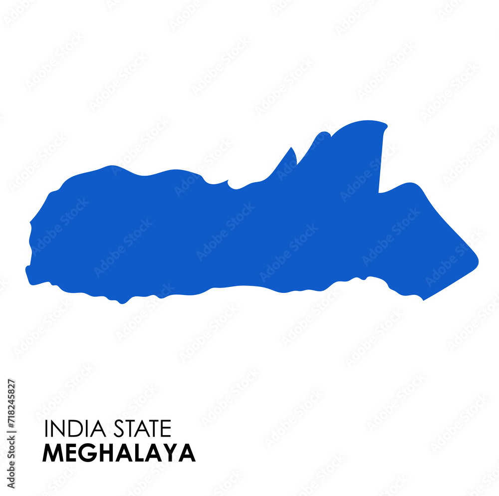 Meghalaya map of Indian state. Meghalaya map illustration. Meghalaya map on white background.
