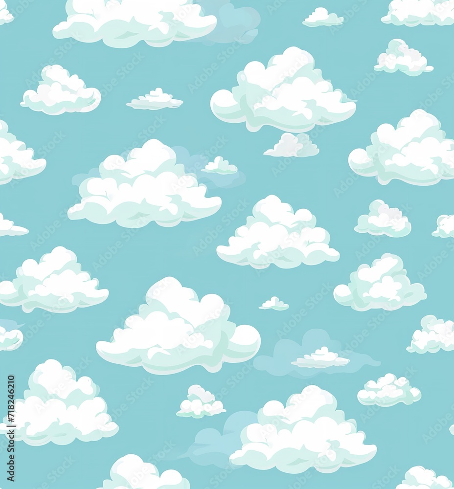 Cute Clouds in the Sky Seamless Pattern Vector Cute Clouds in the Sky Seamless Pattern Vector
