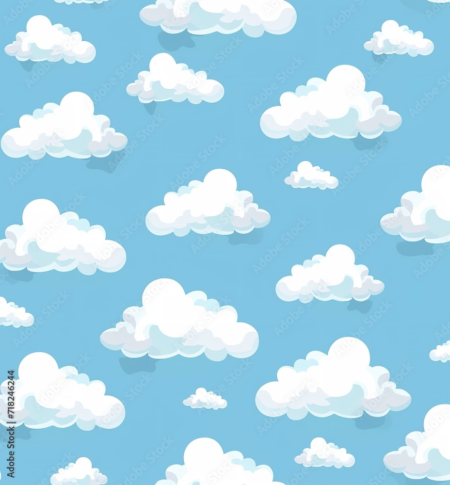  Cute Clouds in the Sky Seamless Pattern Vector