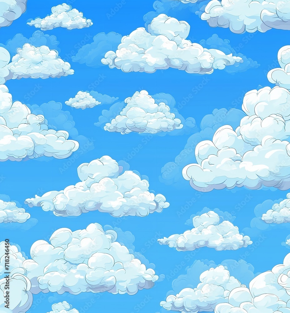 Cute Clouds in the Sky Seamless Pattern Vector Cute Clouds in the Sky Seamless Pattern Vector
