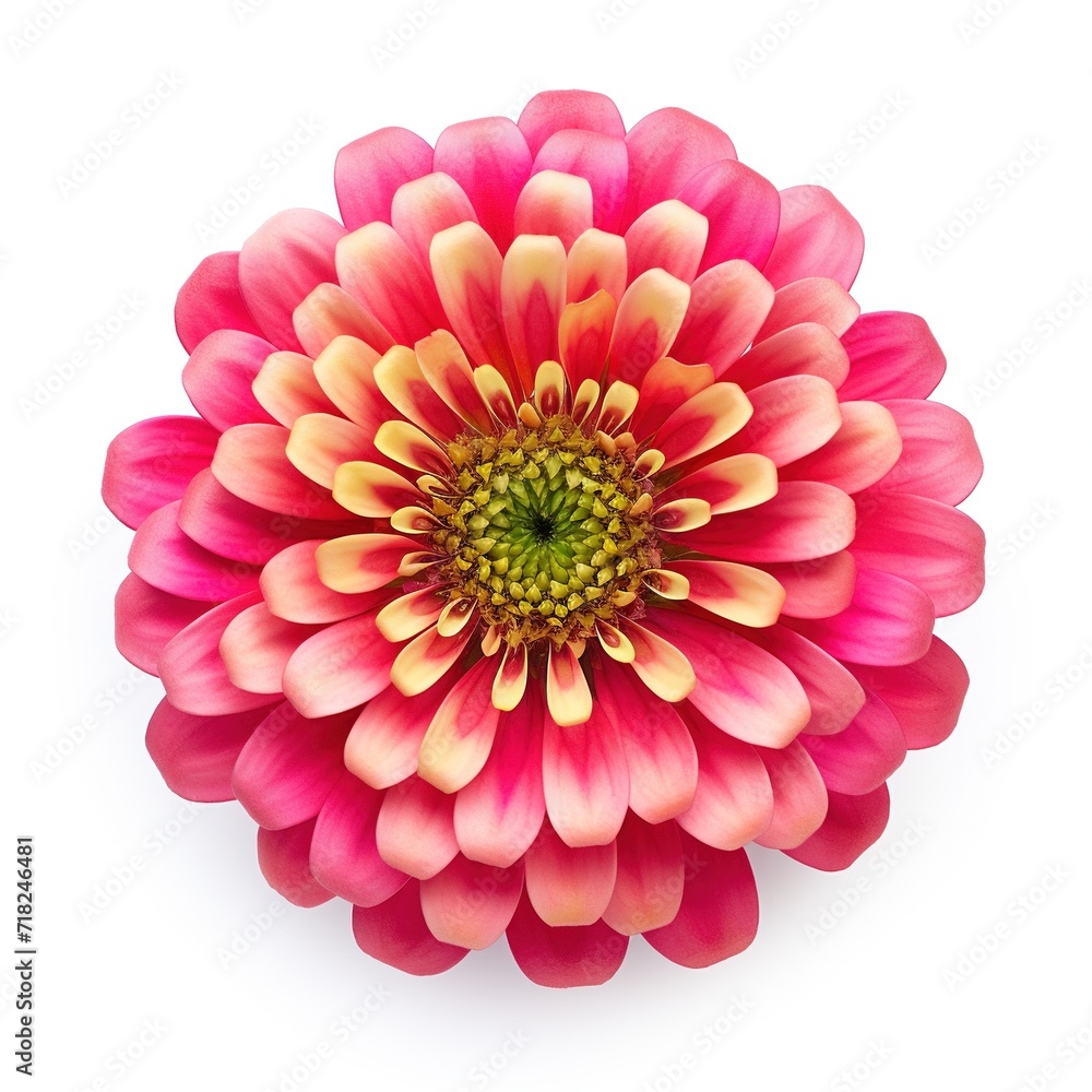 A single piece of  zinnia top view isolated on white  background