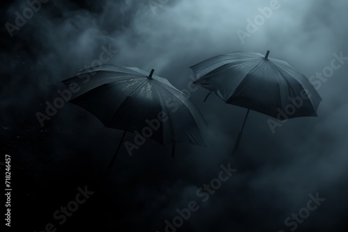 Umbrellas floating. Floating Umbrellas in Misty Atmosphere