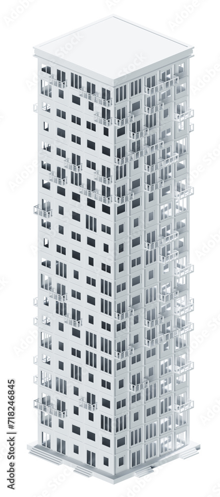 White building isometric. 3d rendering. White building isometric. 3d rendering.