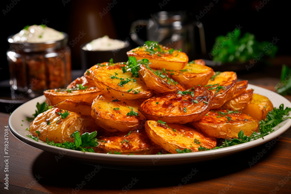 Appetizing fried potatoes. Generative AI. Appetizing fried potatoes. Generative AI.