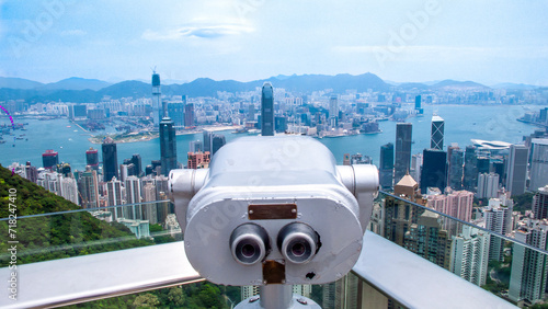 view of the city with binocular