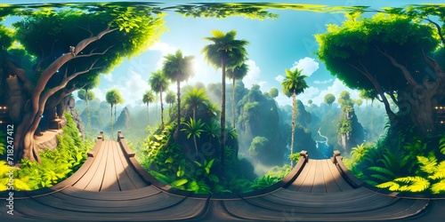 Fototapeta Naklejka Na Ścianę i Meble -  equirectangular wild jungle 360 degree HDRI map