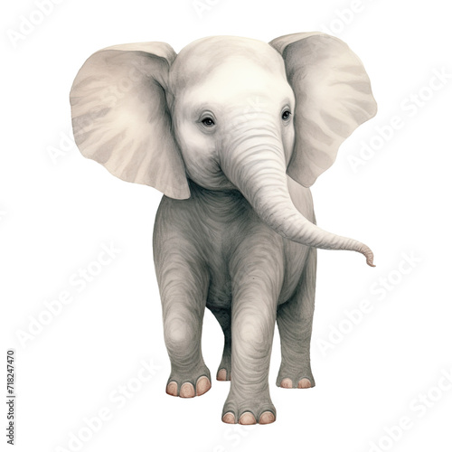 AI-generated watercolor Elephant clip art illustration. Isolated elements on a white background.