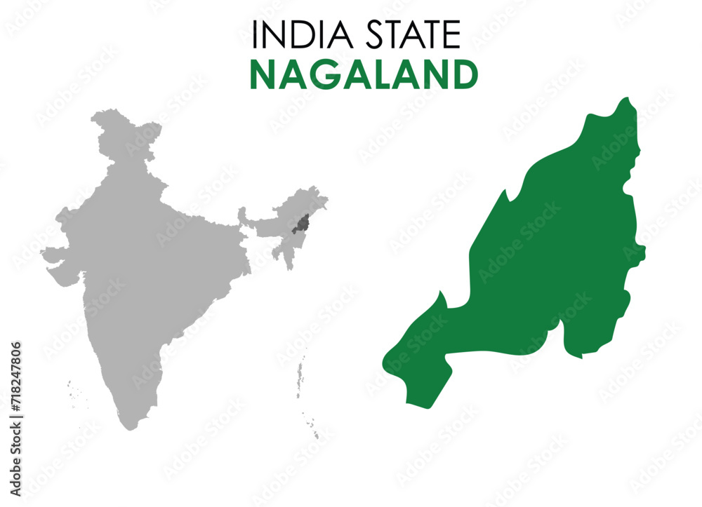 Nagaland map of Indian state. Nagaland map vector illustration. Nagaland vector map on white background.