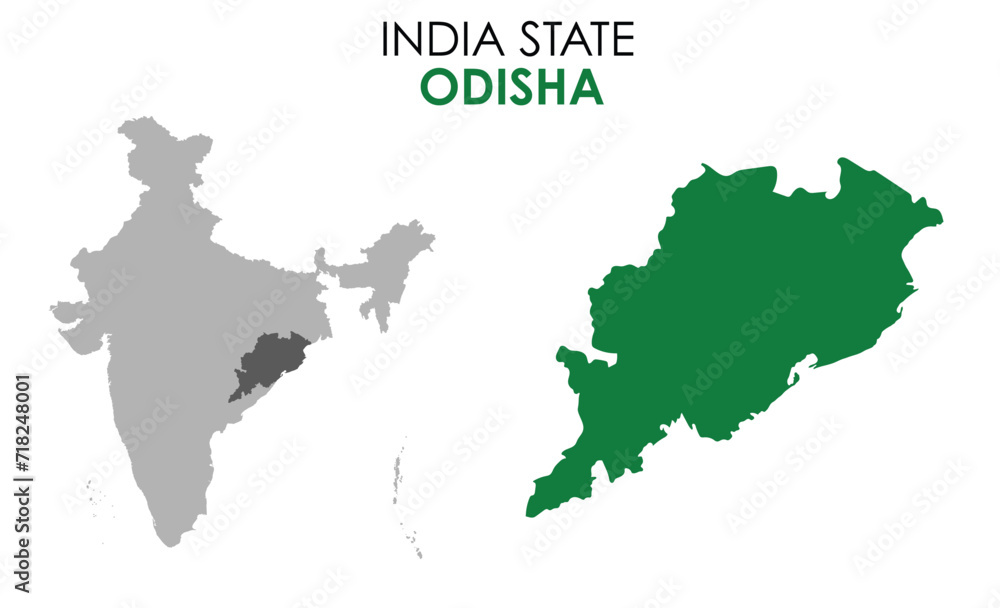 Odisha map of Indian state. Odisha map vector illustration. Odisha vector map on white background.