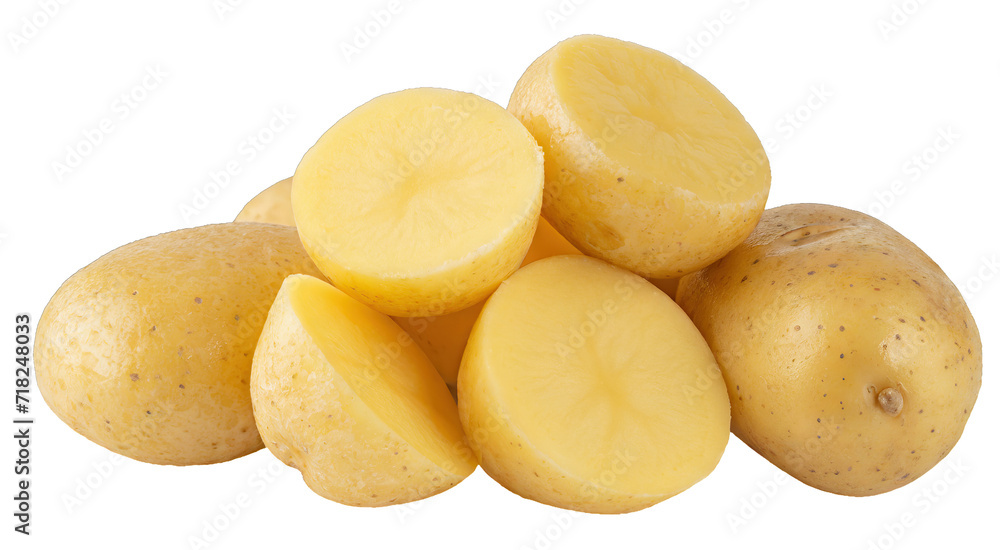 Raw washed potatoes cut into chips - isolated Raw washed potatoes cut into chips - isolated
